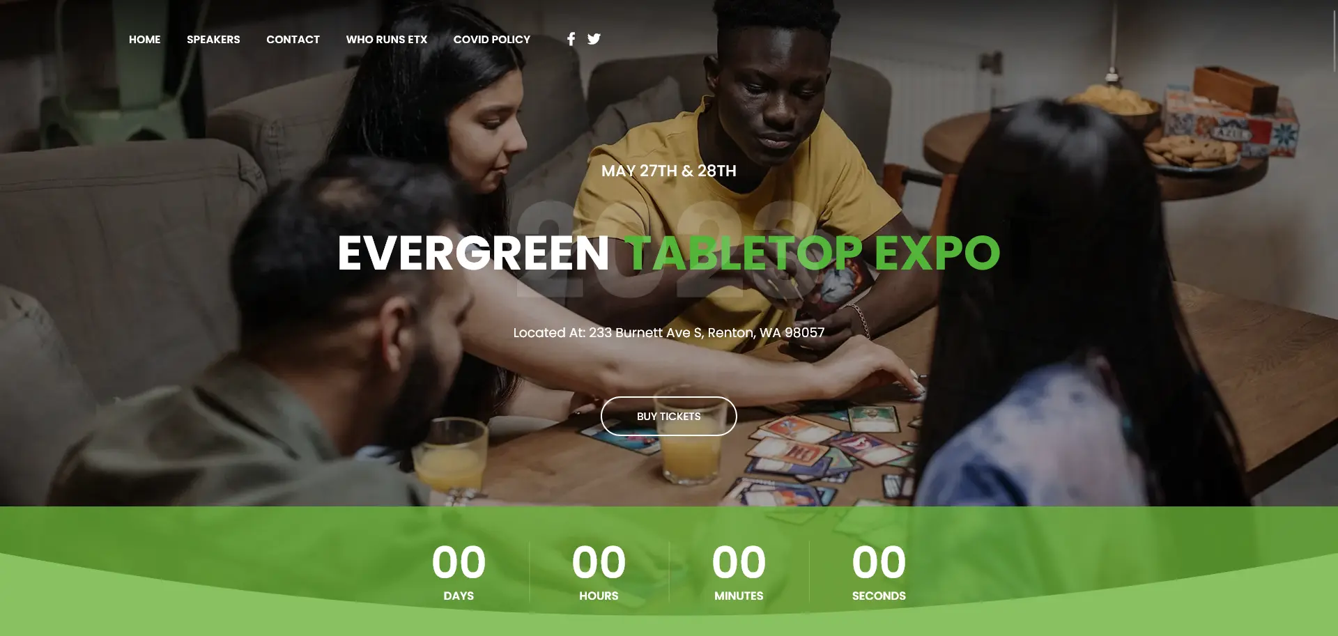 The website for Evergreen Tabletop Expo.